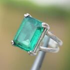 925 Solid Sterling Silver Certified Emerald Handmade Ring Gift For Free Ship