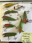 Lot of 8 Vintage Wood  Fishing Lures Includes A HULA POPPER Very OLD!