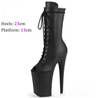 23CM/9inches PU Upper Open Toe Sexy Boots High Heels Platform Pole Dance Shoes