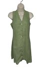 ISABEL ARDEE Vintage 90s? Womens Size 6 Lined Green Dress Mother of Pearl Button