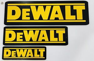 Dewalt 3 Pc Vinyl Decal/Sticker Set - Yellow On Black 8”, 6” & 4” FREE SHIPPING