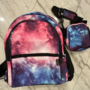 Galaxy Backpack Pink/Blue Girls/Boys/Kids Book/School Bag; Detachable Side Bag