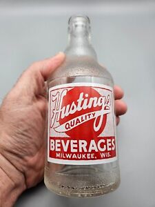 Hustings Quality Beverages Soda ACL Bottle. NrMint Cont Milwaukee, WI   12oz