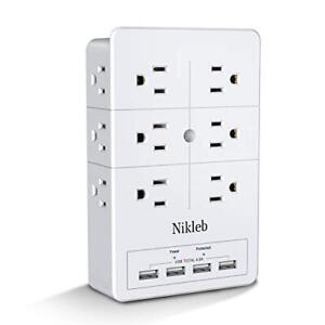 Multi Plug Outlet Surge Protector Nikleb, 12 Electrical  Assorted Colors