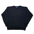 Vintage 90s Knit Sweater Men’s Large Blue Geometric Pullover Hipster Casual Dad
