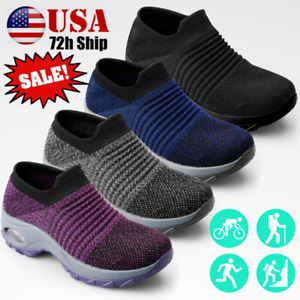 Women's Cushion Sport Sock Shoes Slip-On Breathable Walking Running Sneakers US