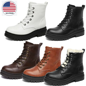 Women Classic Combat Booties Riding Lace Up Low Heel Winter Military Ankle Boots