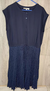 Ann Taylor Loft Navy Blouson Dress Plus Size 18 T Sleeveless Lined Elastic Waist