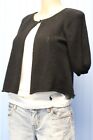 White + Warren 100% cashmere black cropped s/s 1-button cardigan sweater Small