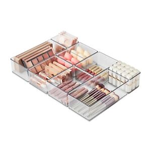 8-Piece Clear Plastic Beauty Drawer Edit Storage System,Help You Get Organized