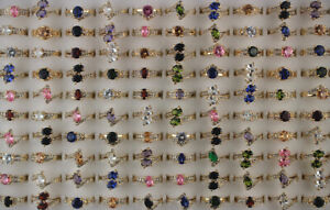 35pcs Wholesale Lots Mixed Style Assorted Cubic Zirconia Rhinestone Lady's Rings