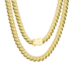 18K Yellow Gold Solid 2.7mm-7mm Miami Cuban Link Chain Pendant Necklace 16