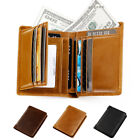 Real Leather Slim Wallets For Men Trifold Mens Wallet W/ ID Window RFID Blocking