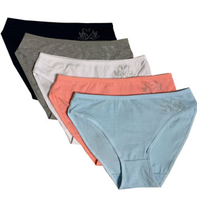 LOT !5 Women Bikini Panties Brief Floral Cotton Underwear Size M L XL F109