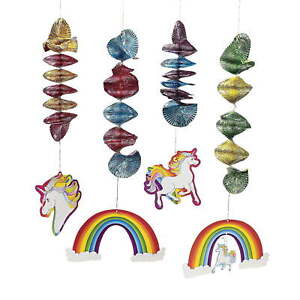 Unicorn Dangling Spirals - Party Decor - 12 Pieces