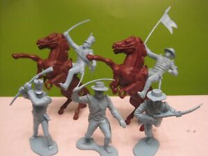 MARX ZORRO ALAMO FORT PLAYSET 5 MEXICAN 2 BROWN HORSE 54MM PLASTIC TOY SOLDIERS