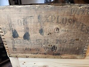DuPont Explosives Wood Crate Box 50 Lbs Gelex  1940s Dovetailed Mining