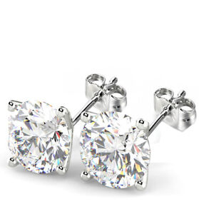 1.17 Ct Round Cut VVS2/E Diamond Stud Earrings 14K White Gold
