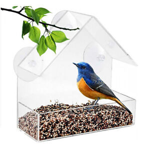 House Window Bird Feeder for outside Clear Plastic Window Bird Feeders with Stro