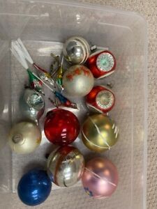 Vintage Christmas Ornaments with 4 Mercury Glass Clip On Birds