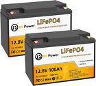 2 Pack Solar Batteries Group 24 12V 100Ah LiFePO4 battery for Deep Cycle System