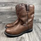 JUSTIN Mens Brown Leather Pull On WK4920 Trapper Cowhide Work Boot SZ 12 D
