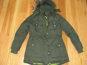 Sam Edelman Green Jinny Down Parka Jacket Faux Fur Hooded Coat  (10-I)