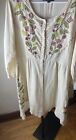 Gudrun Sjoden 100% Organic Cotton Floral Embroidered  Tunic Dress SZ L MRSP $199