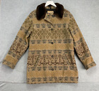 Vintage Woolrich Coat Womens Medium Brown Indian Blanket Chore Jacket Barn USA