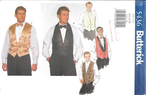 Uncut Butterick Sewing Pattern # 5436 Men's Vest and Bow-Tie Sizes: XS-S-M