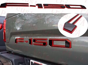 Black w Red Outline Tailgate Inserts Letters Emblem Fit For F150 2018-2020 (For: 2020 F-150 XLT)