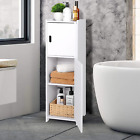 White Bathroom Floor Storage Cabinet,Side Storage Organizer Cabinet,Freestanding