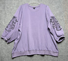 Torrid Sweatshirt Women 5X Purple Dusk Crew Neck Fleece Crochet Sleeve Cozy Soft