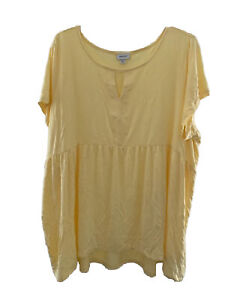 Avenue Super Soft Yellow Knit T Shirt Sz. 22/24 Keyhole Neck Empire Waist