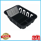 2 Pcs Plastic Kitchen Sink Dish Drying Rack W/Slide-Out Drip Drainer Tray, Black