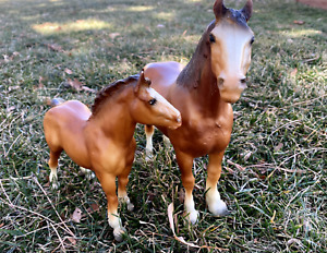 BREYER Vintage Chestnut Clydesdale Mare and Clydesdale Foal +FAST SHIPPING!