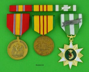 Vietnam Campaign, Service & National Defense Medals with mounted Ribbon Bar  T2