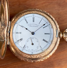1893 Waltham Grade W 6S 11J Unique Floral Fancy Gold Filled Hunter Pocket Watch