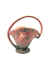 Roseville USA Pottery Vintage Columbine Decorative Basket, Shape 366-8 Pink