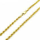 18K Yellow Gold Solid Mens 3mm Diamond Cut Rope Chain Italian Necklace 24