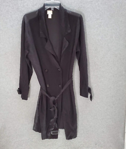 Chico's Women Coat 2 Black Button Up Trench Belted Lightweight Casual READ