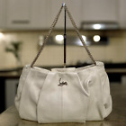 Christian Louboutin Ivory Leather Handbag Shoulder Bag Chain Strap Silver Logo