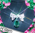 H. STERN Emerald Necklace 18K Gold 15.82ct Emerald Diamond BOW Pendant Pin Brooc