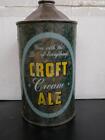 1930s CROFT CREAM ALE ONE QUART CONE-TOP CAN-7 1/4-BOSTON MASS-ROUGH BUT NICE!