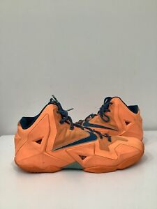 Nike Lebron XI Basketball Shoes Sneaker Atomic Orange Glacier 616175-800 Size 12