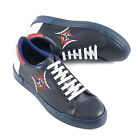Zilli Tricolore Navy Blue-Red-White Calf Leather Sneakers 8 (Eu 41) Shoes