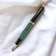 Pelikan Souveran M600 Black & Green Stripe 14K Fountain Pen EF Nib