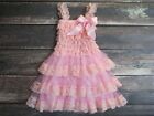 NEW Girls Size 6/7 Pink Lace Flower Girl Dress, Country Wedding Dress