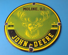 Vintage John Deere Porcelain Farm Implements Tractor Gas Pump Motor Oil Sign