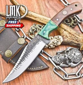 Handmade Skinner Knife AUS-8 Steel Walnut Wood Wooden Bolster Hunting Bushcraft